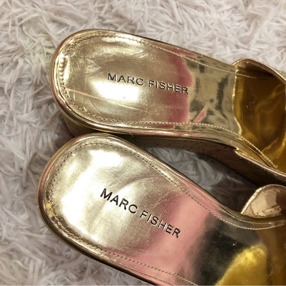 Marc Fisher Cilla 2 Glitter Heel Wedges Gold 9‎ - Picture 3 of 12